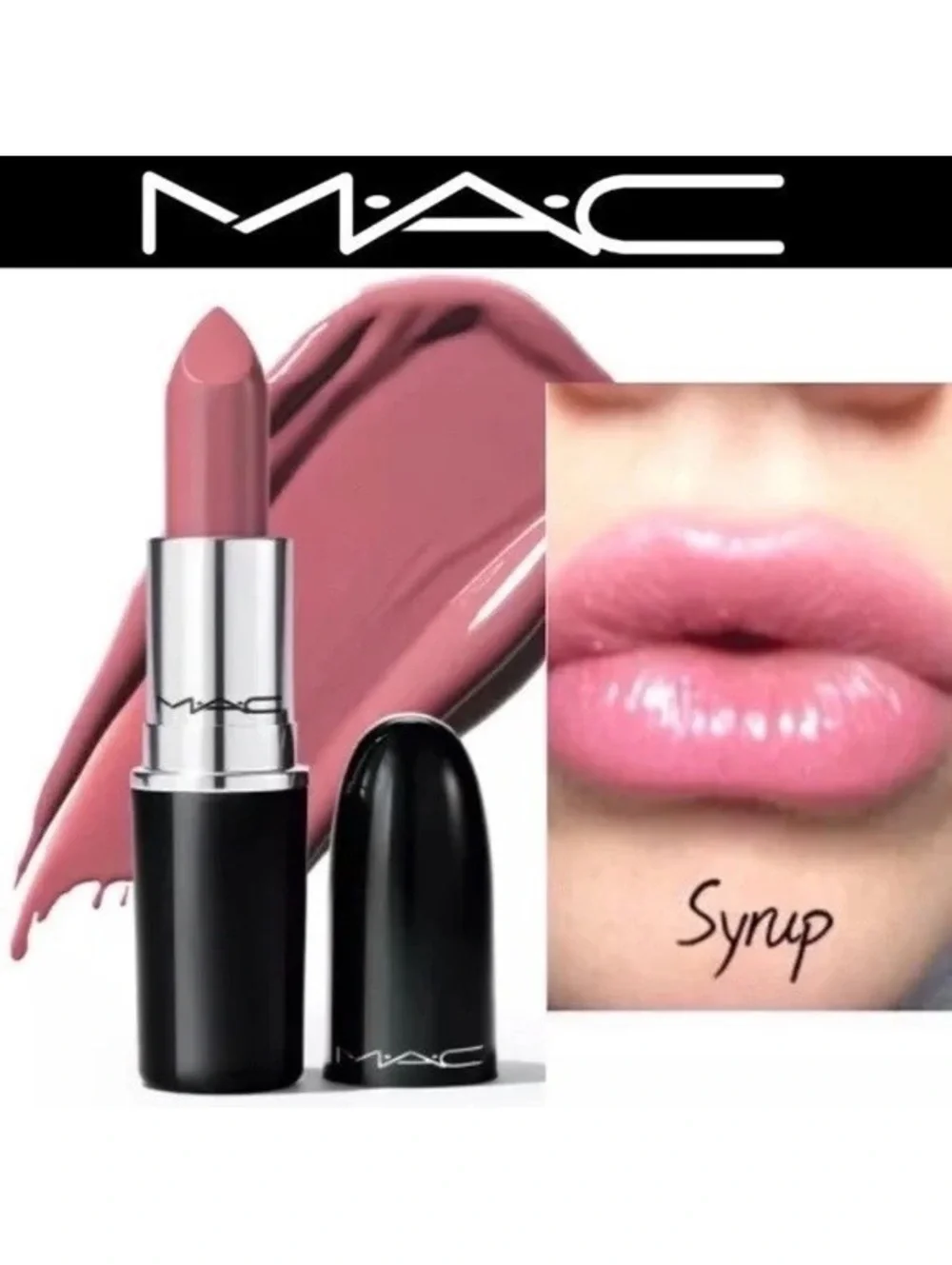 MAC Lustreglass Sheer-Shine Lipstick 524 Syrup New In Box